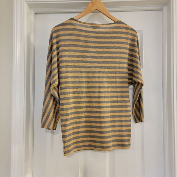 CAbi Striped Gray Polish Long Sleeve Blouse #957 size XS - Picture 3 of 5